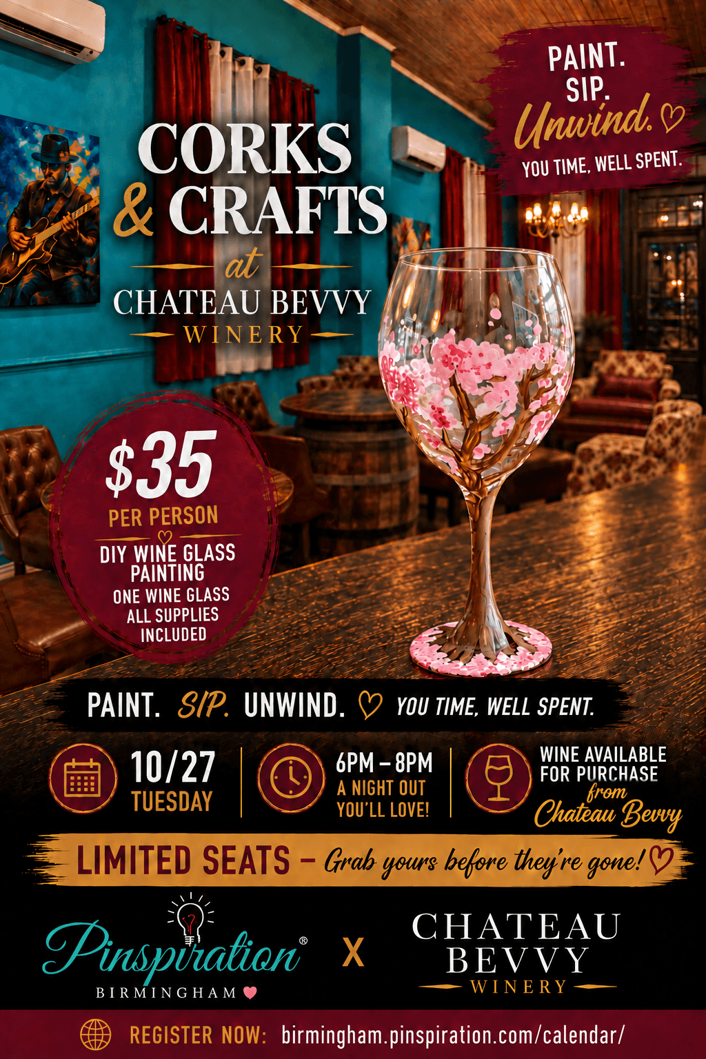 Corks and Crafts at Chateau Bevvy Winery ~ DIY Wine Glass Painting